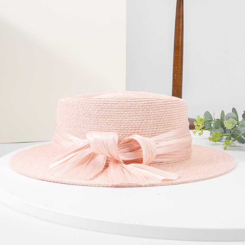 Pink Silk Linen Straw Hat for