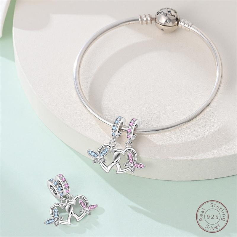 New Copper Charm Bead Mother'S Day Love Heart Family Charm Bead Pendant Fits Bracelet Womens Jewelry Gift