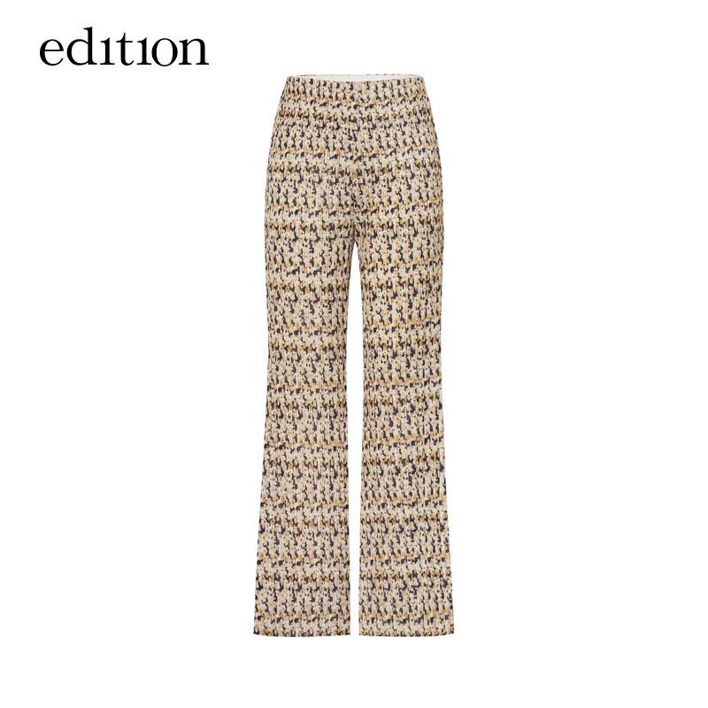 Edition Women's Retro Floral Pleated Wide-Leg Pants