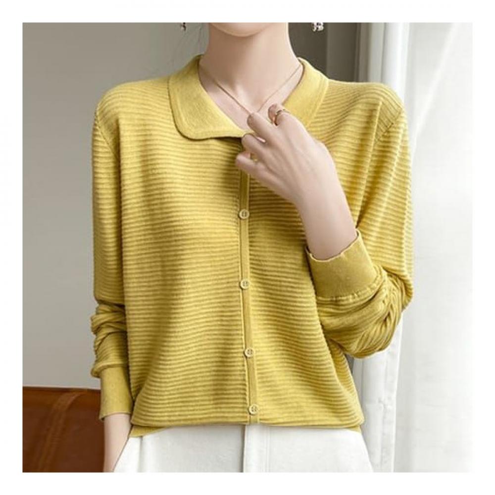 Navava Long Sleeve Knit Simple Button Daily Collar Nk2286