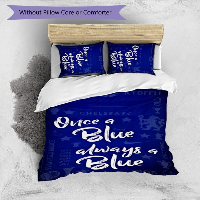 3pcs Chelsea FC Logo Pattern Bedding Set Duvet Cover Set Includes Duvet Cover &pillowcases,perfect All Season Bedroom Decoration&gift