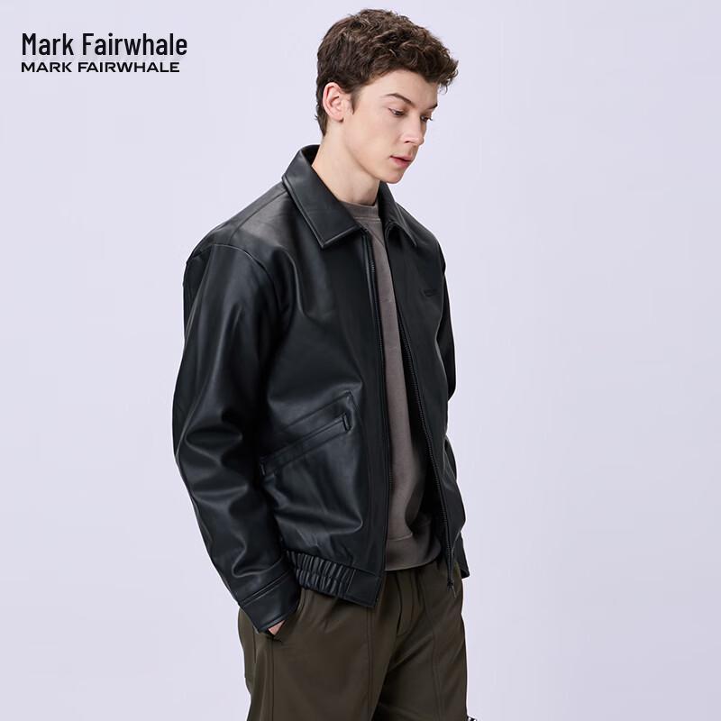 

Mark Fairwhale Men s Textured PU Leather Lapel Jacket 2XL
