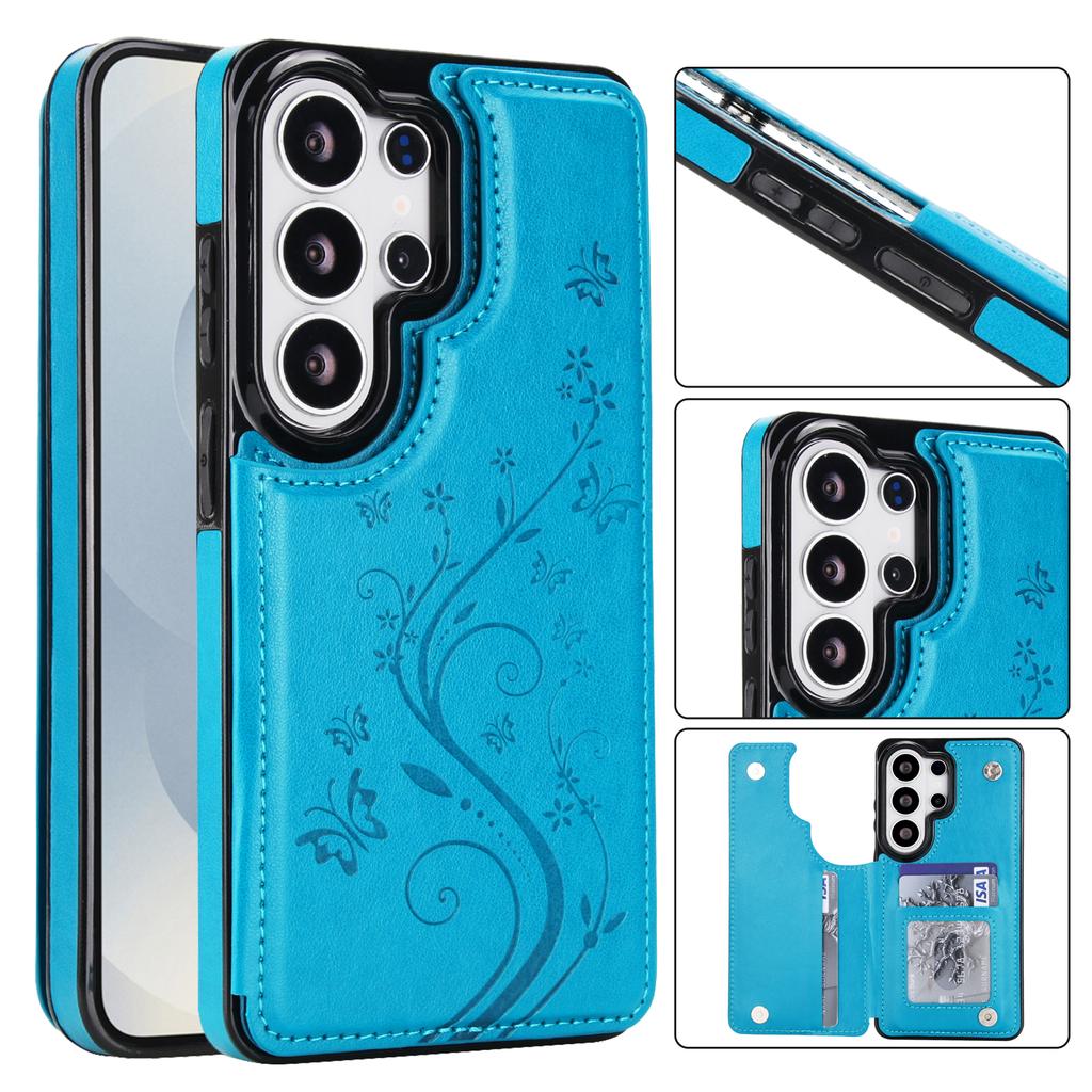 Emboss Flower Luxury Magnetic Cards Solt Wallet Leather Case for Samsung S26 Ultra Edge S25 Plus S24 S23 FE Note 20 Bag Cover