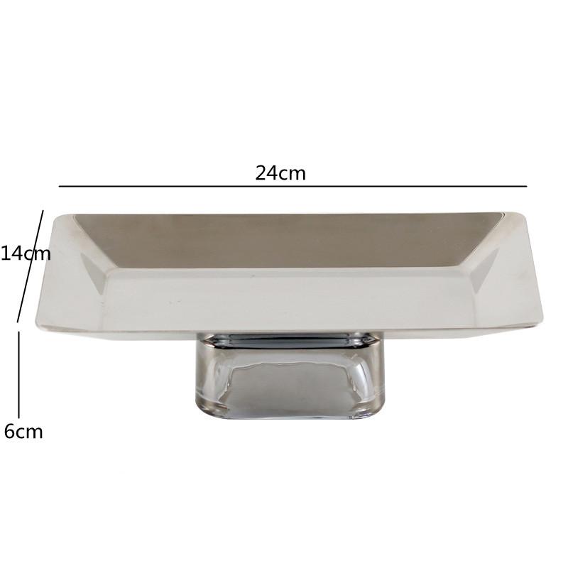 Bubble Crystal Base Metal Tray, Rectangular Stainless Steel Fruit Tray, Cake Rack, Living Room Decoration, Desktop Storage Tray