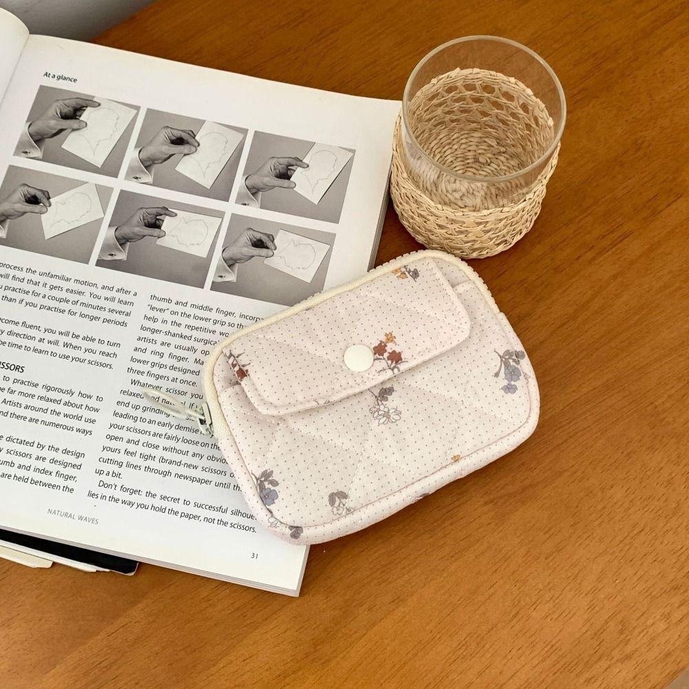 Stripe Small Makeup Lipstick Bag Large Capacity Mini Canvas Storage Bag Floral Coin Purse  Outdoor