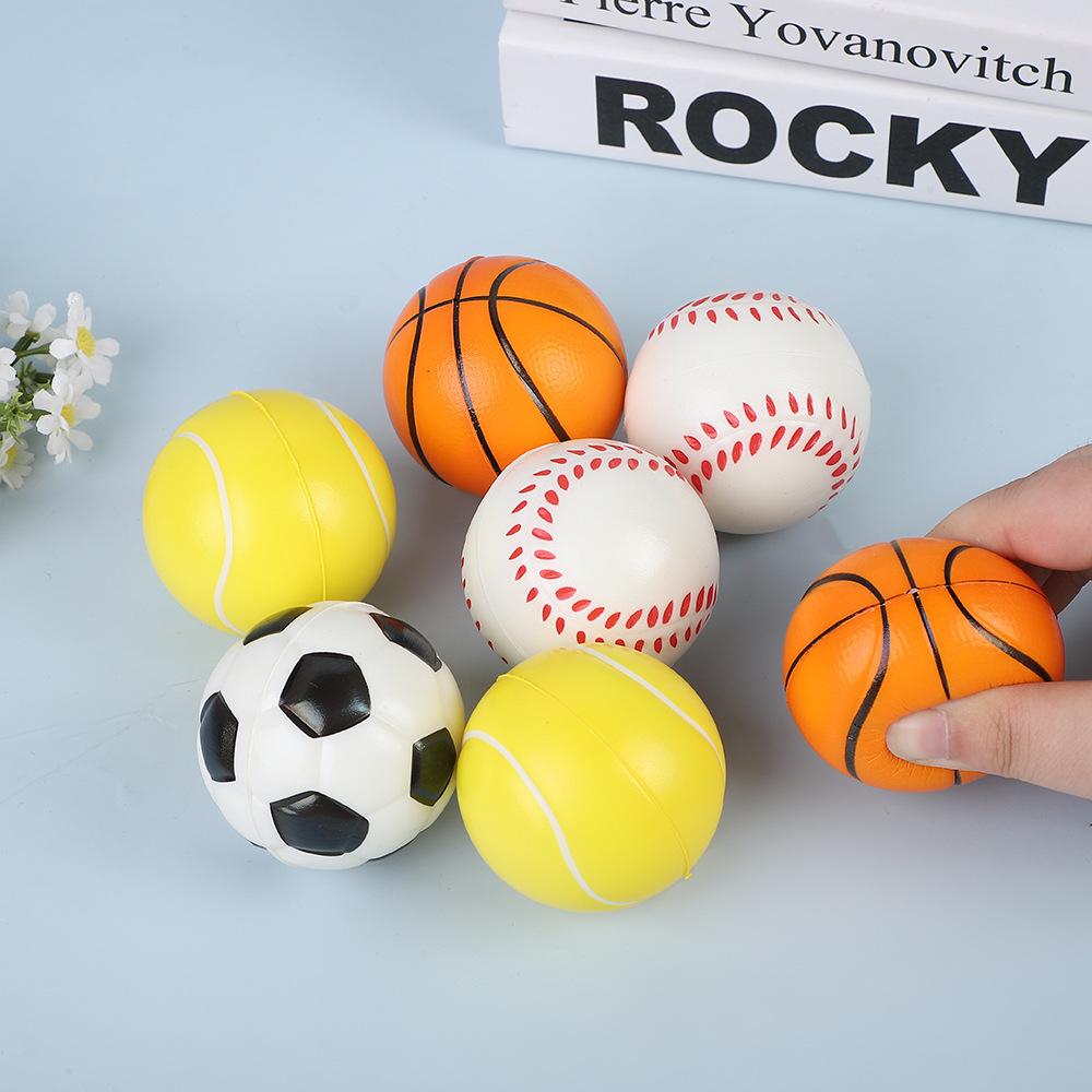 63mm Foam PU Fidget Stress Relief Ball - Fun Soothing Elastic, Tennis/Soccer/Basketball/Baseball Designs for Daily & Outdoor Use