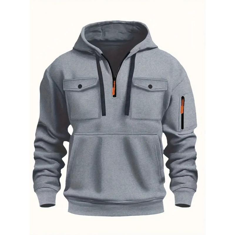 

2026 New Autumn and Winter Men s Casual Trendy V-neck Zipper Pullover Sweatshirt XXXL сірий