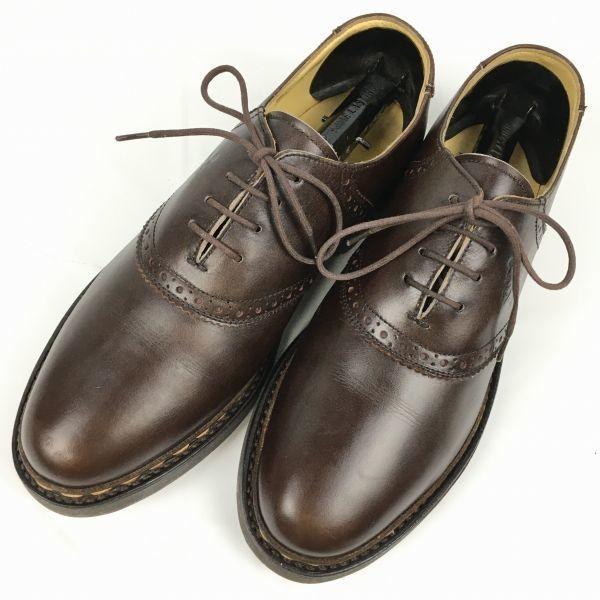 Disney Collab Donaldson Handmade Leather Saddle Shoes Mickey Print Size 24.0 Brown(USED)