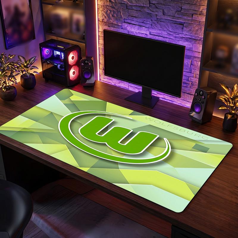 VfL Wolfsburg FC Theme Pattern Mouse Pad, Soccer Logo Design XXL Gaming Desk Mat Non-Slip Computer Mouse Pad