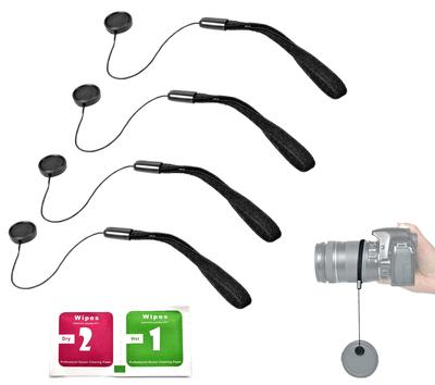 Camera Lens Cap Drop Prevention Strap Lost Prevention Rubber Holder Set of 4 LCD Screen Cleaning Sheet For Canon Nikon PENTAX Panasonic OLYMPUS SONY