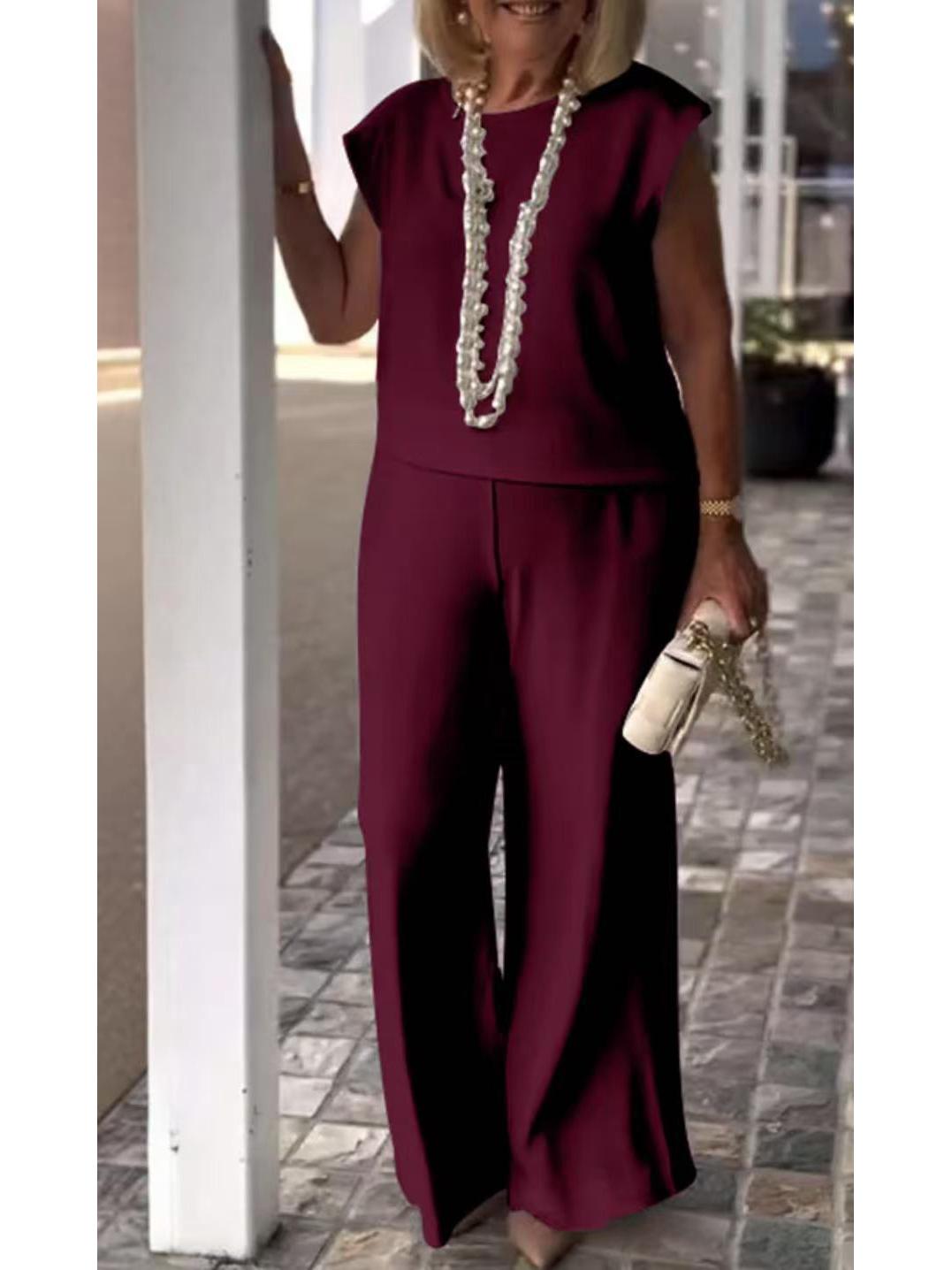 

2025 Весна/Лето Элегантный Комплект из Двух Предметов Женский в Стиле Ретро Европейская и Американская Мода Без Рукавов XXL