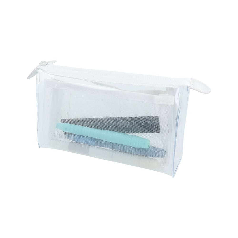 Stationery Clear Mesh Gusset White S2337010 Sun-Star Pouch, Mitte, Soda,