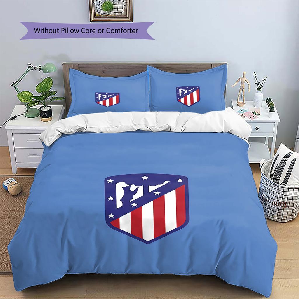 Atlético de Madrid Rašto Patalynės Antklodžių Rinkinys Namų Dekoras Dovana (1 * antklodės užvalkalas + 2 * pagalvės užvalkalai be šerdies)