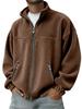  Fall Winter Men's American Style Stand Collar Zip Up Hoodie Casual Jacket Fleece Lined Warm Pullover