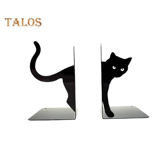 1 Pair Metal Bookends Whimsical Cat Design Decorative Bookends Rounded Edges Book Holders Office Library Decoration