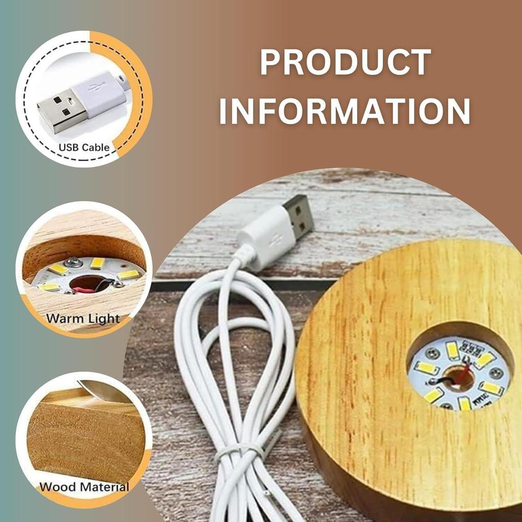 Hirsch 3D Kristallkugel Nachtlicht mit Holzsockel - LED USB Tischlampe für Kinder, Jugendliche und Heimdekoration