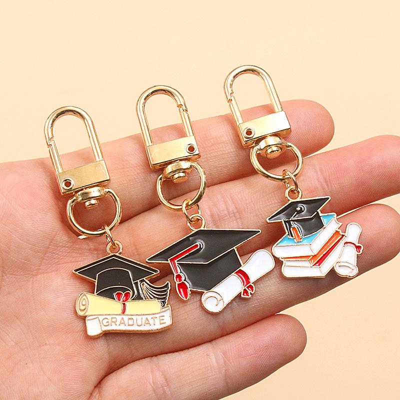 European & American Cross-Border Alloy Jewelry: Graduate's Hat & Flower Pendant Charm