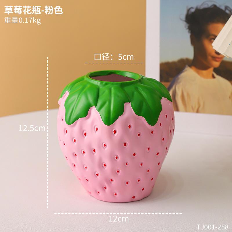 Mini Creative Strawberry Shaped Vase Flower Pot Decorative Ceramic Vase for Flower Arrangement Home Living Room Decoration Ornament