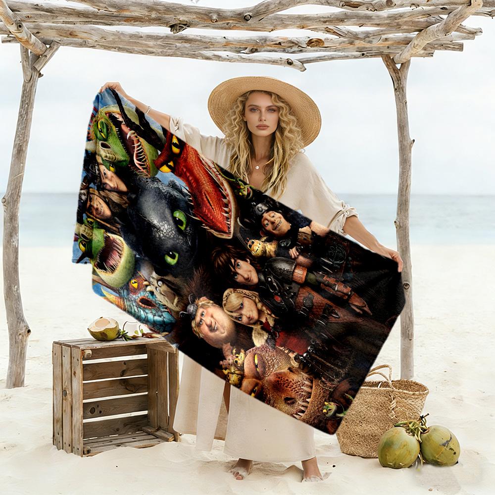 How Train Dragon5 Beach Towel High Absorbency & Quick-Dry Comfortable Lightweight Suitable for Swimming, Gym, Camping, Yoga Vacation