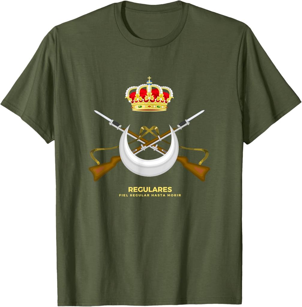 Emblema Regulares Ejrcito Espaol Tropas Regulares Camiseta Tshirt  Short Sleeve Casual  Cotton Shift