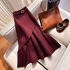 Women's Midi Skirt High Waist Asymmetric Pleated Fishtail Hem