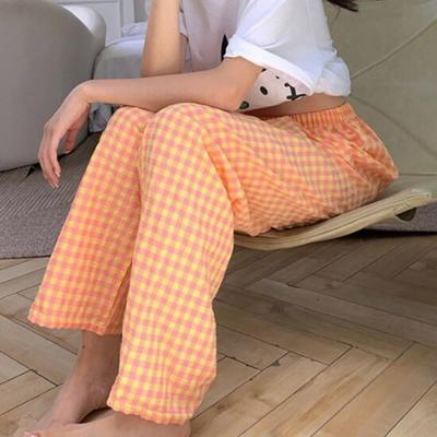 New Arrivals Open Run Check Pajamas Loose Fit Sleep Pants