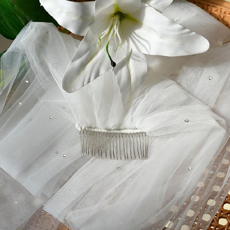 Sheer Bridal Hair Veils With Sparkling Crystal Rhinestones And Secure Hair Comb For Outdoor Wedding Ceremony Dressingup