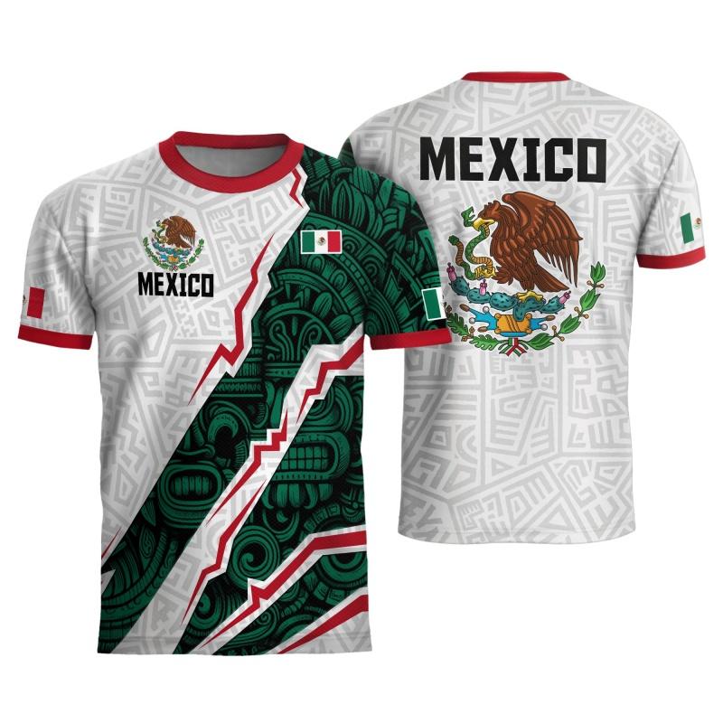 

3D Printed Mexico Flag T-Shirt For Men Retro Eagle Pattern Short Sleeve Tees Fashion Casual Round Neck T Shirts Street Sport Top XXS