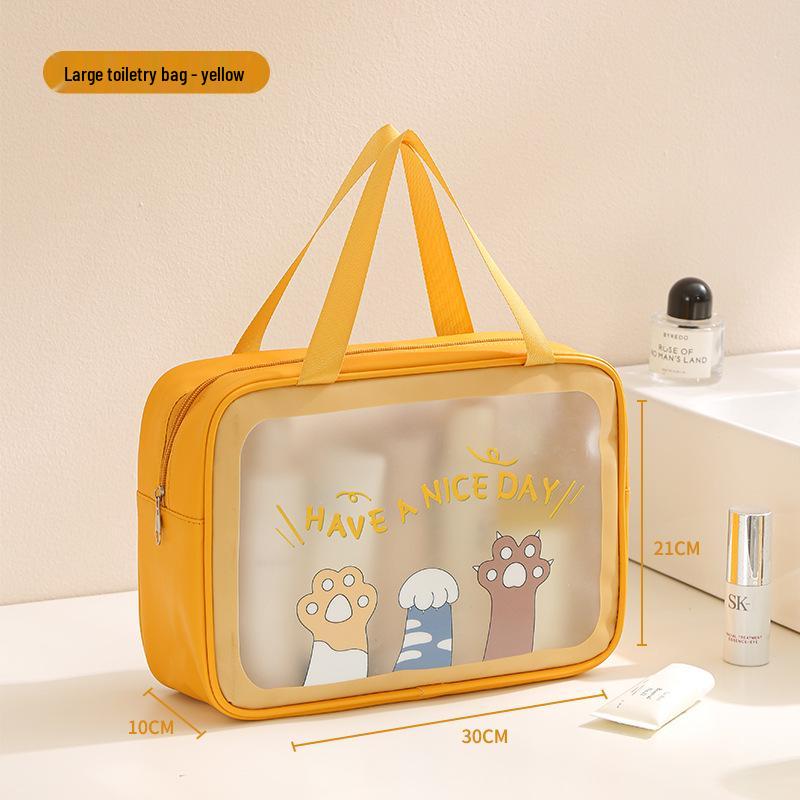 Waterproof PU Toiletry Bag - Portable, Large Capacity, Visible Storage for Cosmetics