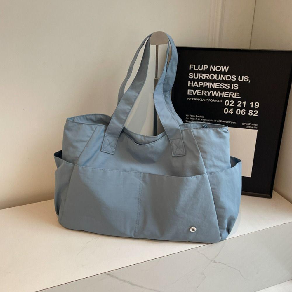 Solid Color Nylon Handbag Soft Material Commuting Handbag Large Capacity Shoulder Bag Shopping