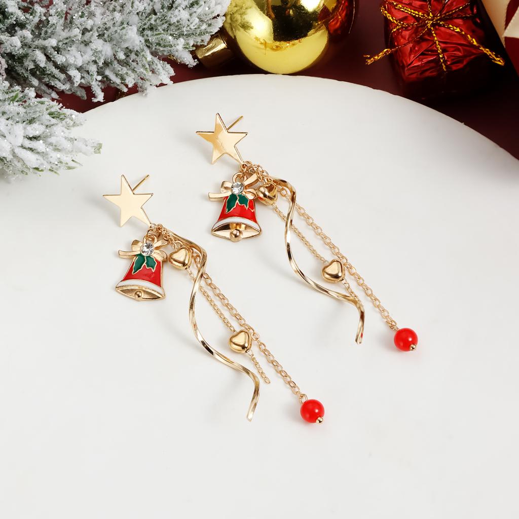 Christmas geometric irregular spiral stud earrings pentagonal heart flow su new year party earrings