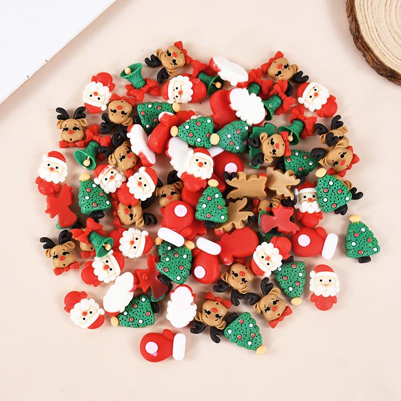 10/20pcs Christmas Mix Resin Crafts Ornament Mini Santa Claus Xmas Tree Figurine DIY Decorations New Year Gifts Party Supplies