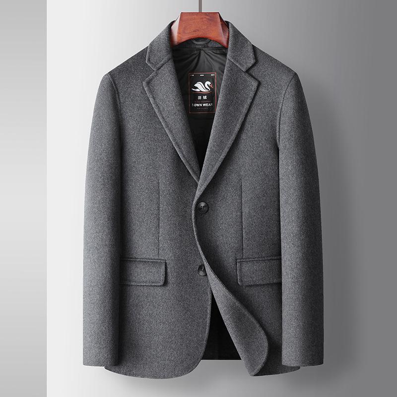 

Осенне-зимний шерстяной однотонный пиджак West для людей среднего и молодого возраста с пуховой подкладкой и двухсторонним шерстяным костюмом 170 серый