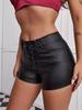 Handmade Leather Stylish Designer Women Pant 100%Genuine Wear Party Short Black Cocktail