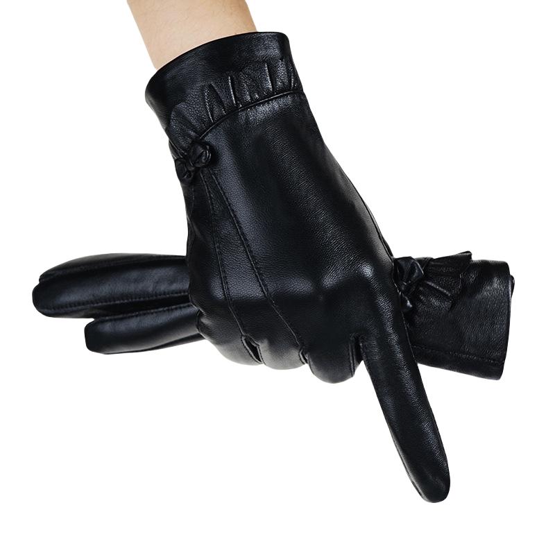 

Модные кожаные перчатки для женщин Осень и зима плюс флис Утолщенные Теплые для вождения и езды сенсорный экран L