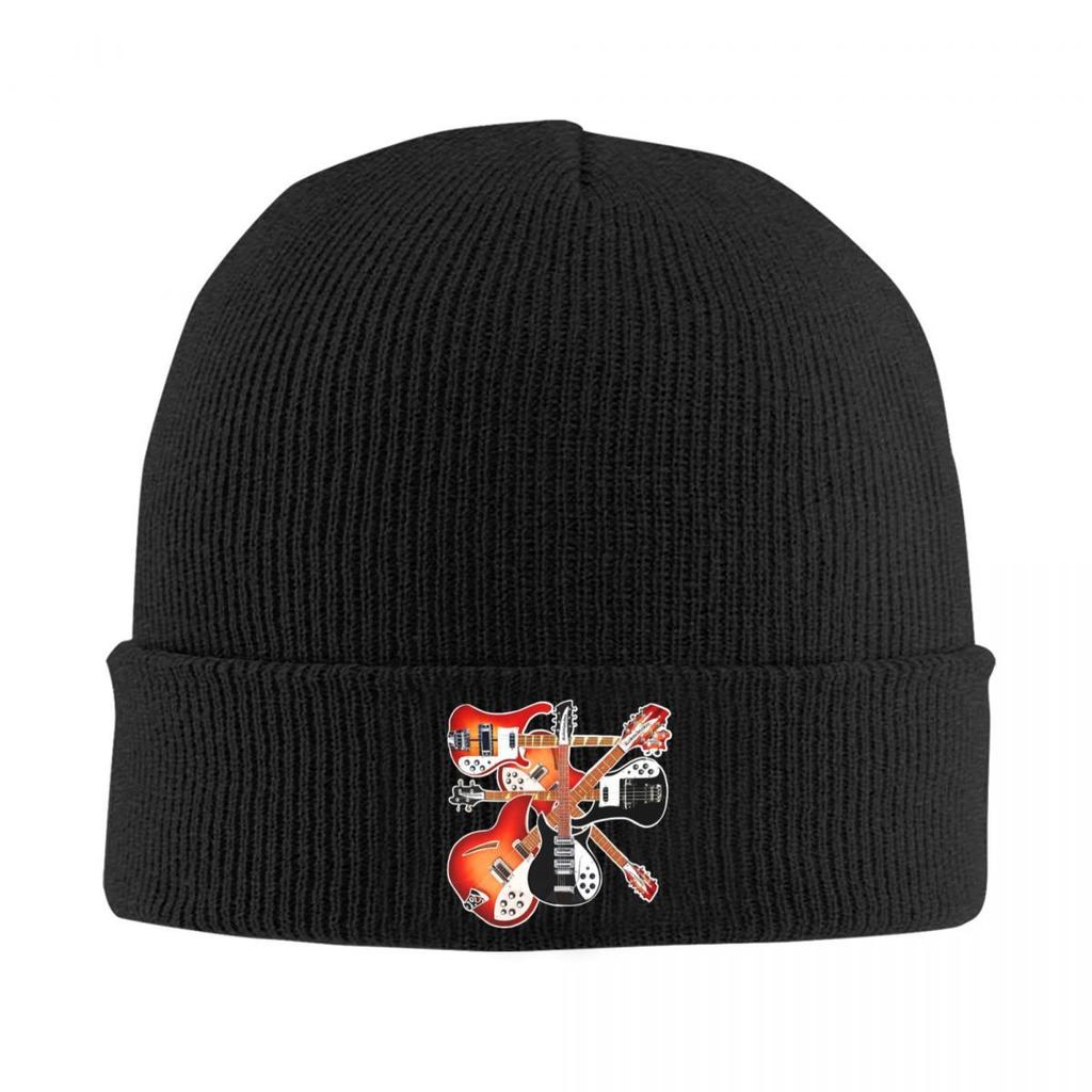 Rickenbacker Guitar Celebration Abstract Art Collage Warm Knitted Cap Bonnet Hat Autumn Winter Beanies Hats for Men Women Adult