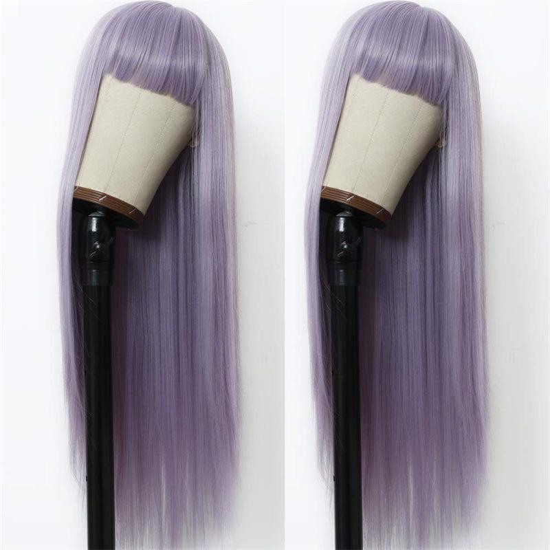 European Women's Fashion Colorful Long Straight Synthetic Wig for Cosplay