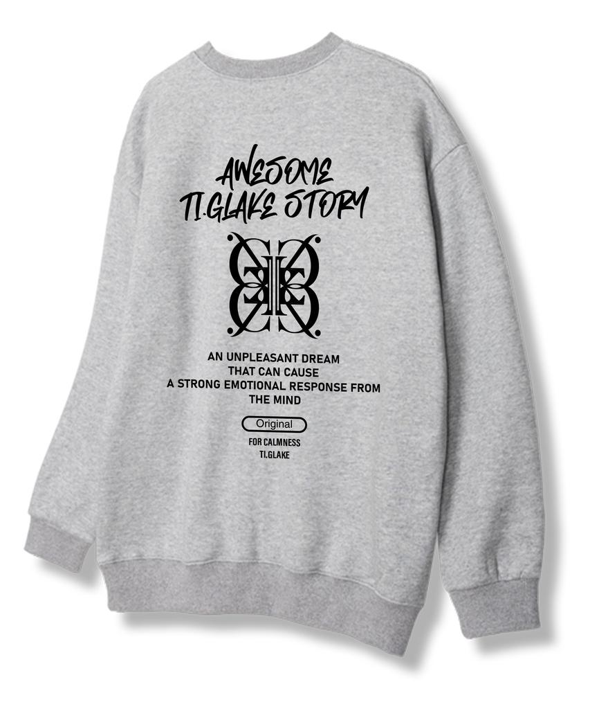 TI.GLAKE Big Logo Story Sweatshirt Gray [Fleece Lining]
