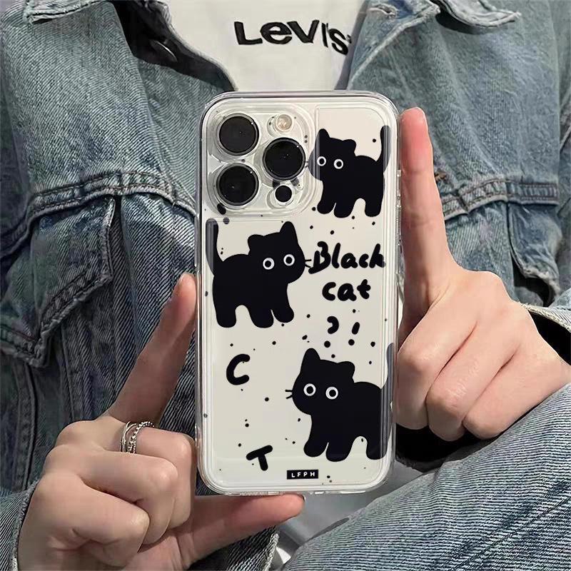 

Cartoon Cat Soft Case for iPhone 11/12/13/14/15 Pro Max - Transparent, Creative Design iPhone 7/8/SE 2/SE 3
