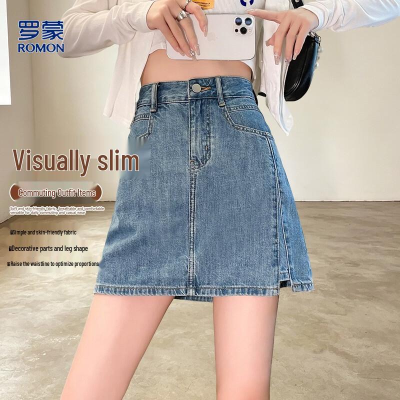 Women s Basic A-Line Denim Skirt M