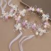 Bridal Pearl Hair Headdress Flower Wreath Bride Garland Head Hoop Headbands Hair Jewelry