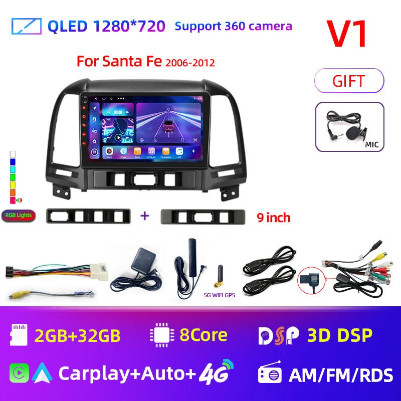 8Core Android 12 DSP Car Radio Multimidia Video Player Navigation GPS For Hyundai Santa Fe 2 2006-2012 2din Head Unit Carplay