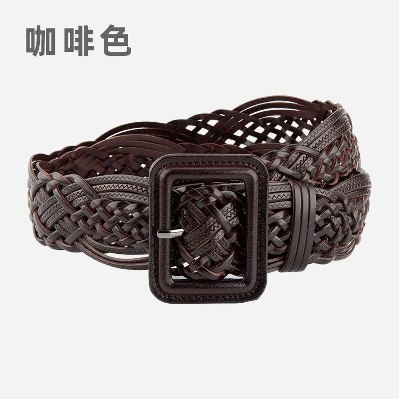Belt New Women's Hand-woven Non-porous Belt Versatile Women's Non-punching Belt