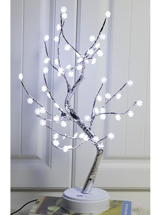 Bonsai LED Table Lamp with Pearl Gold Leaves & Silver Branches - Decorative Night Light & Christmas Tree Decor