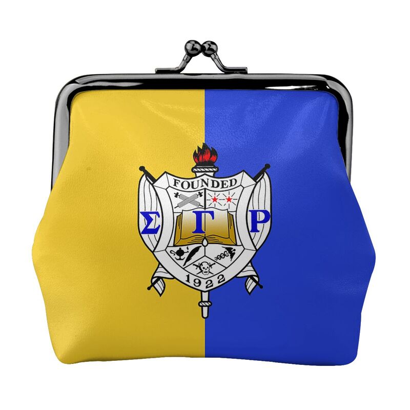 Sigma Gamma Rho 1922 SGR Print Mini Leather Purse Small Change Pouch with Kiss-Lock Clasp Closure Buckle Wallet for Women Gifts