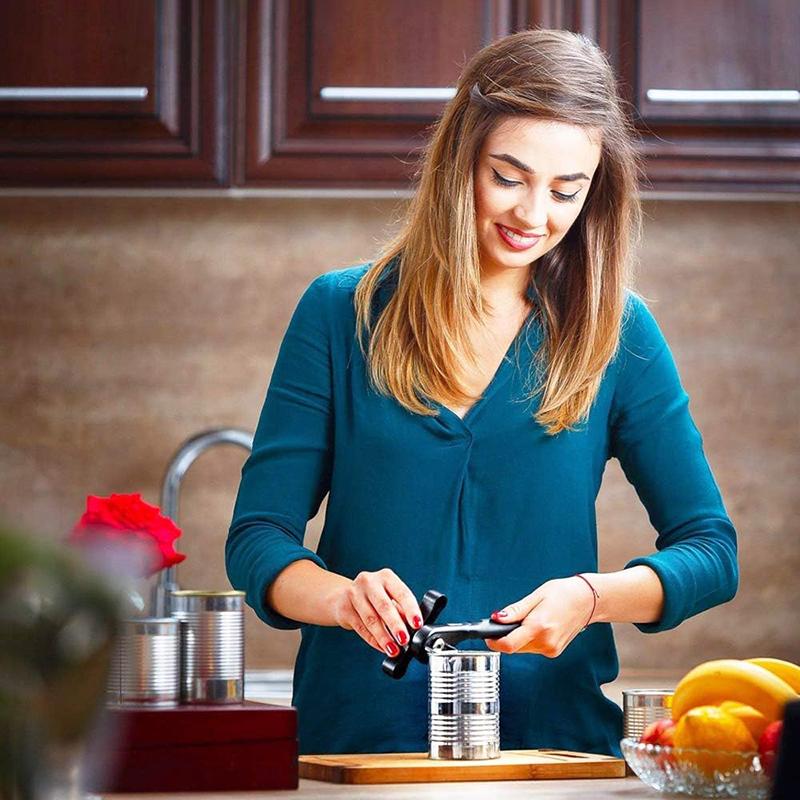 Can Opener Handheld, No Sharp Edges With Soft Grips, Food Grade Stainless Steel Cutting Can Opener for Kitchen & Restaurant