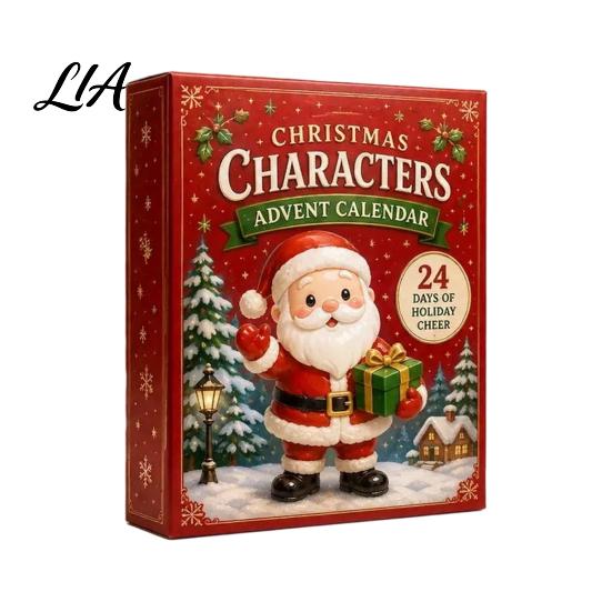 Acrylic Collectible Toys 2026 Christmas Characters Advent Calendar, 24-Day Countdown Food Theme Ornament Set, Holiday Gift 2D Hanging Decor for Tree,