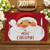 Nordic Christmas Santa Elk Linen Placemat Square, Festive Restaurant Table Decoration