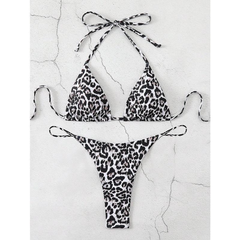 

женский сексуальный раздельный купальник-бикини с леопардовым принтом в европейском и американском стиле для пляжного отдыха в горячих источниках с нагрудной подушечкой S