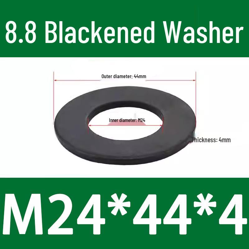 8.8 High-Strength Blackened Metal Flat Washer Spacer, Galvanized and Thickened, Sizes: M3-M12.